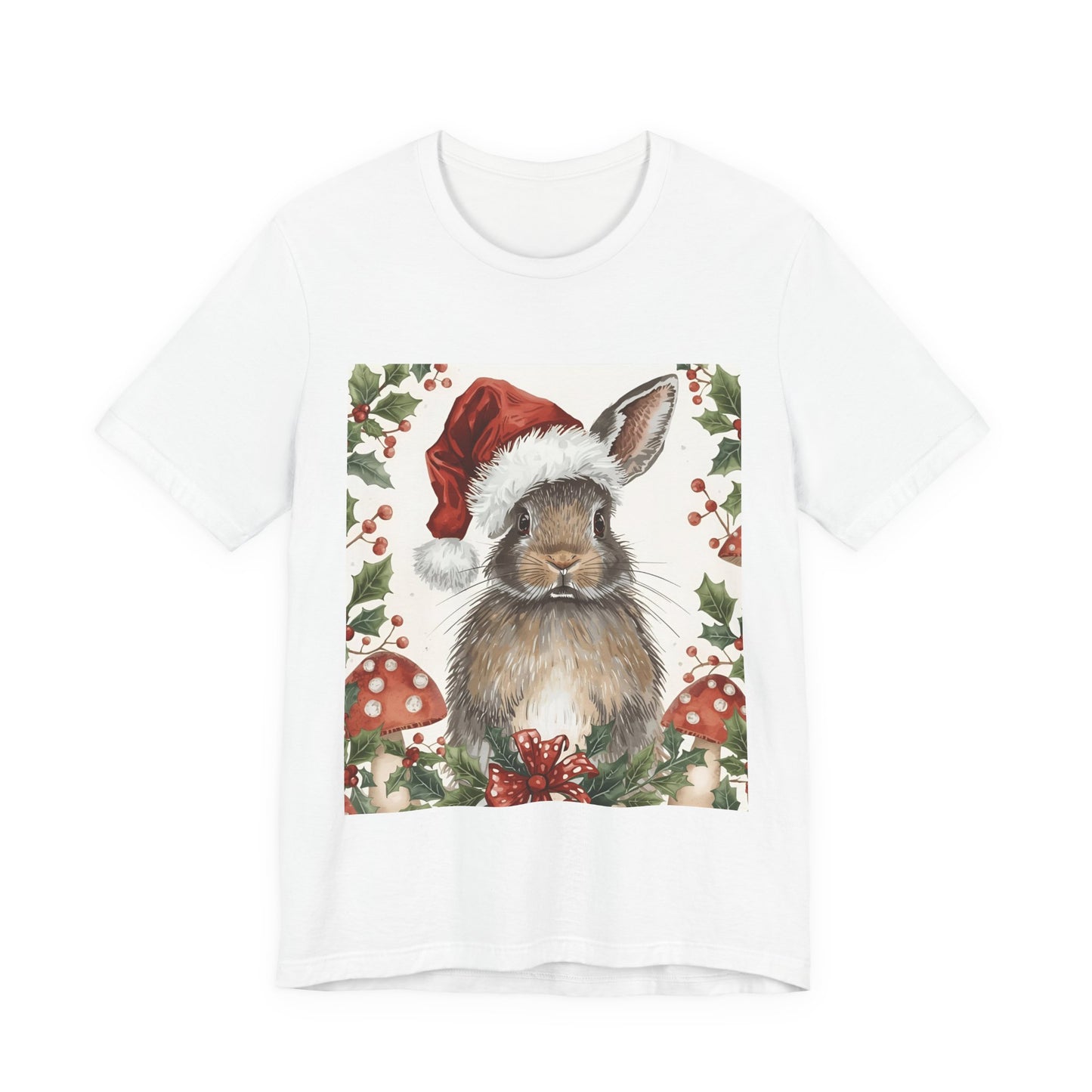 Christmas Bunny T-Shirt, Holiday Tee, Rabbit Shirt, Winter Apparel, Cute Christmas Gift, Seasonal Fashion