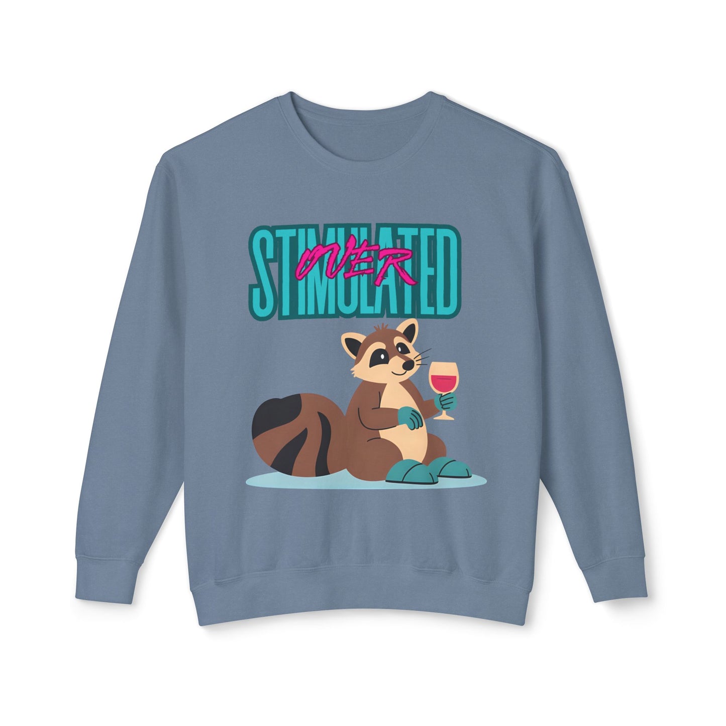 Raccoon 'Overstimulated' Crewneck Unisex Sweatshirt