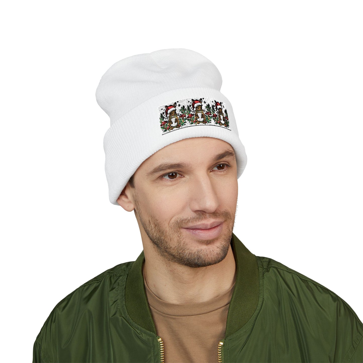 Festive Embroidered Beanie for Winter Celebrations, Holiday Hat, Cozy Gift, Cute Winter Accessory, Christmas Wear