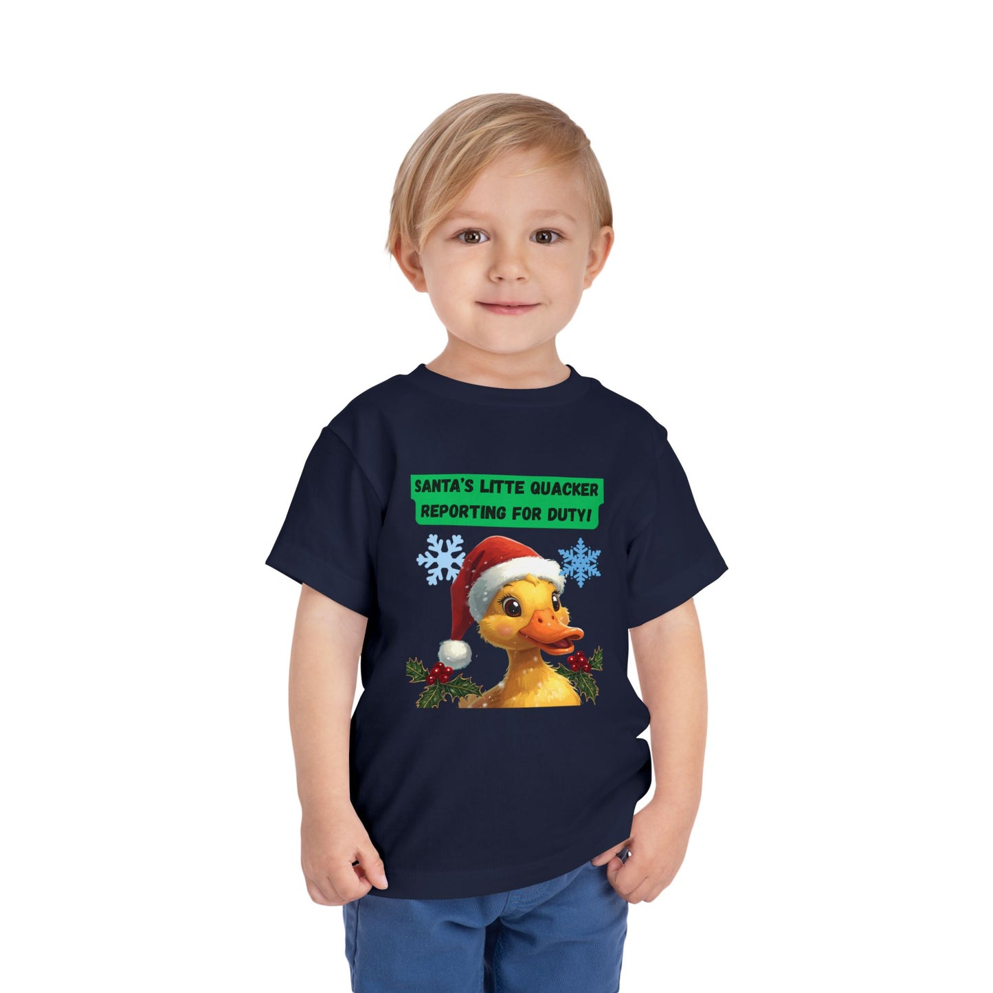 Santa's Little Quacker Toddler Tee, Christmas Shirt, Holiday Outfit, Cute Christmas Gift, Festive Toddler Apparel, Santa Duck Tee
