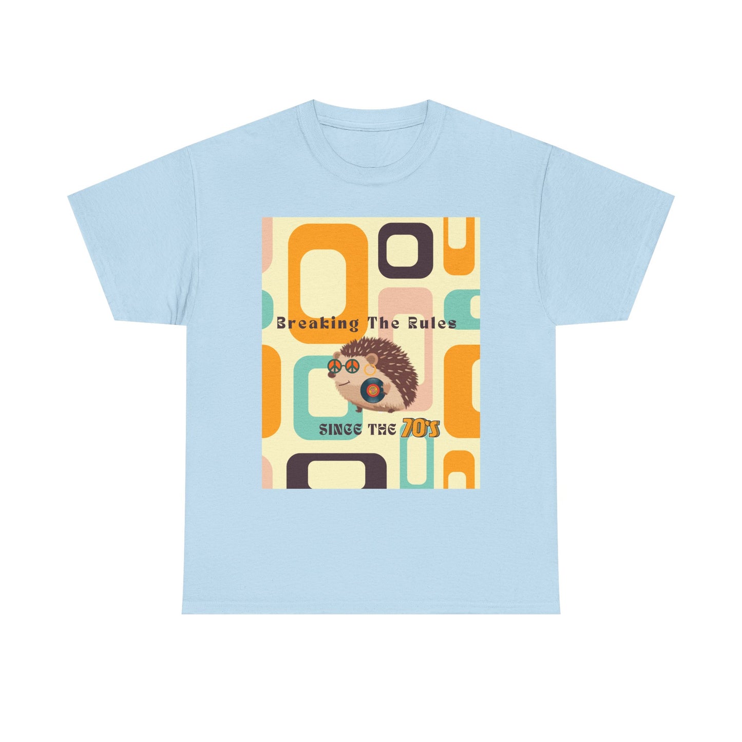 Retro Hedgehog T-Shirt - Breaking The Rules, Vintage Style, 70's Vibe, Unisex Cotton Tee, Gift for Hedgehog Lovers, Fun Fashion