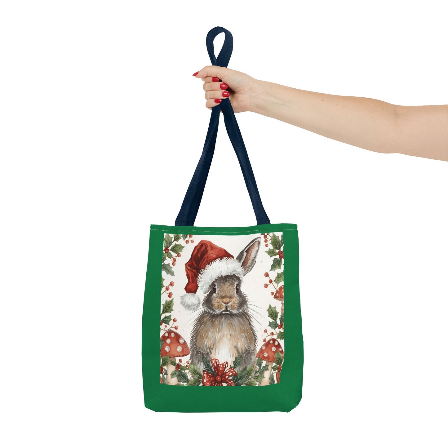 Christmas Bunny Tote Bag | Holiday Gift, Winter Accessory, Eco-Friendly Shopping Bag, Cute Rabbit Design, Festive Reusable Tote