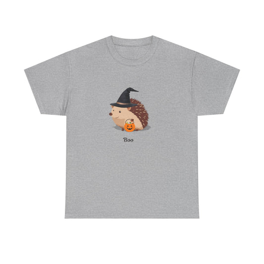 Halloween Hedgehog Tee, Cute Halloween Shirt, Unisex Cotton Tee, Boo Tee, Fall Apparel, Hedgehog Lover Gift, Seasonal T-Shirt