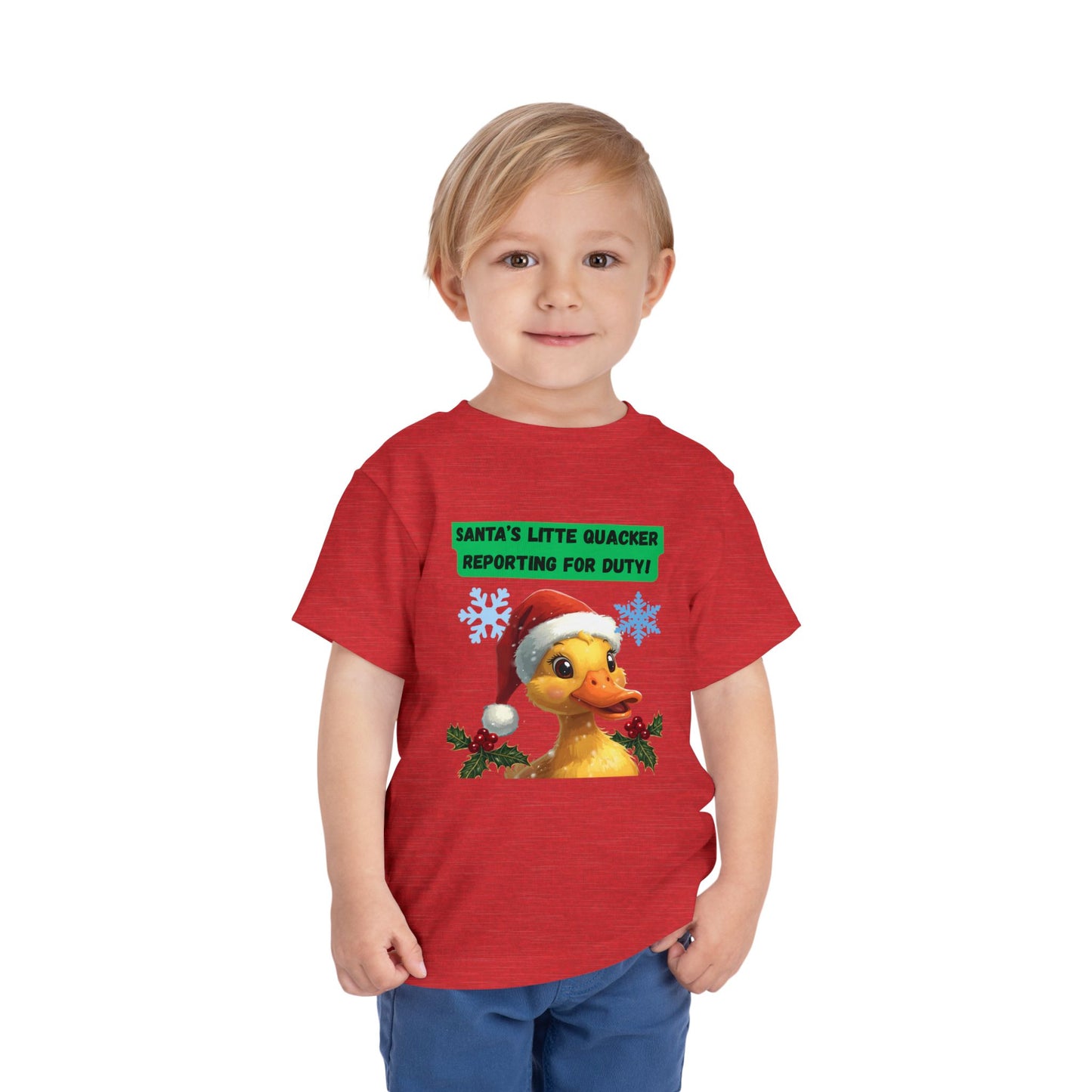 Santa's Little Quacker Toddler Tee, Christmas Shirt, Holiday Outfit, Cute Christmas Gift, Festive Toddler Apparel, Santa Duck Tee