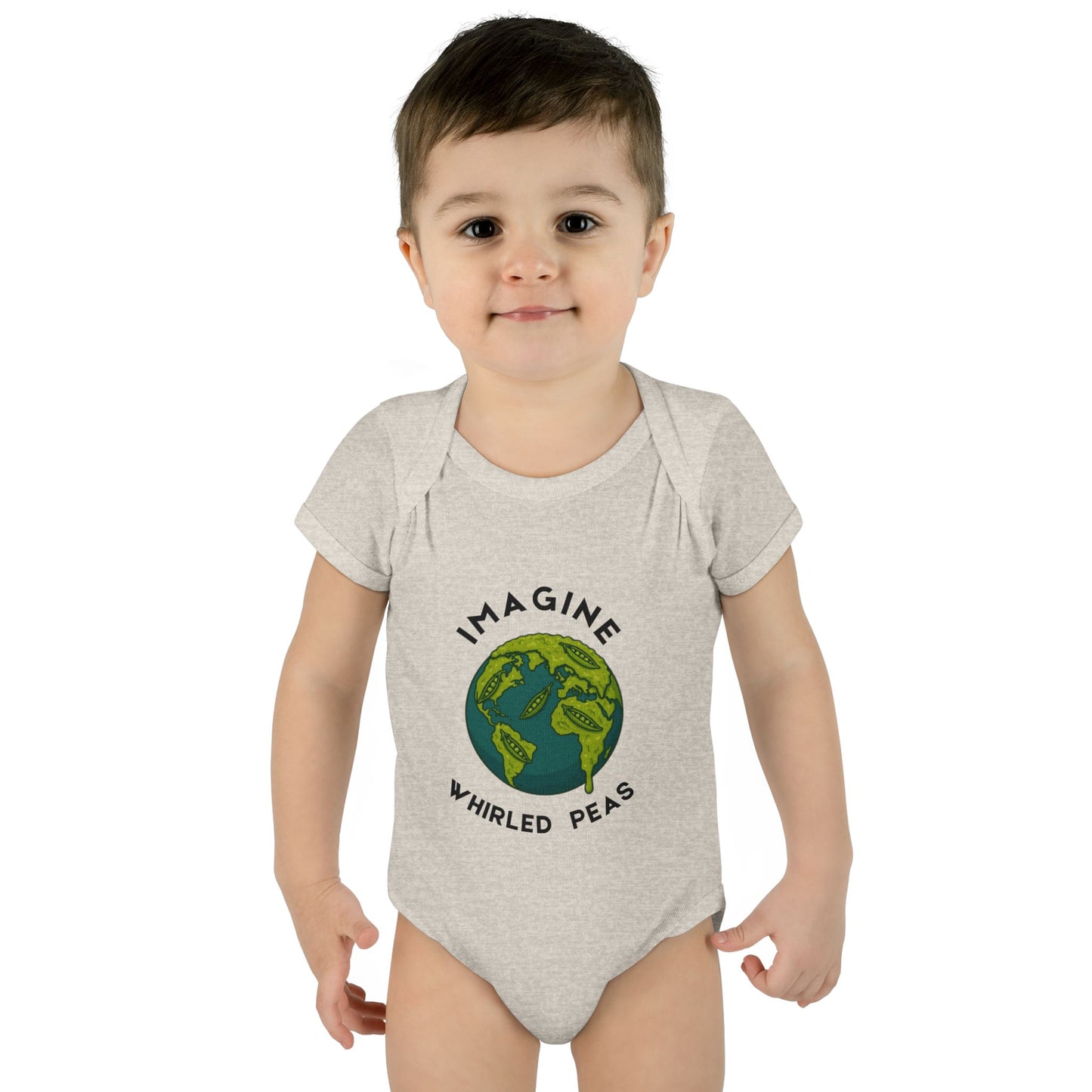 Earth-Themed Infant Bodysuit - Imagine Whirled Peas, Cute Baby Clothes, Unique Baby Shower Gift, Eco-Friendly Apparel, Baby Gift Idea
