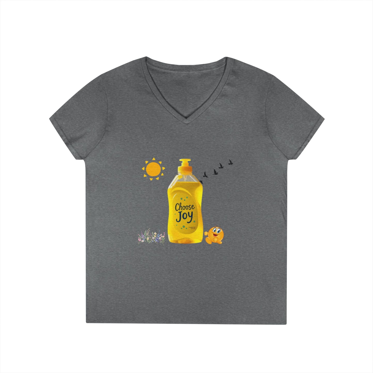 Choose Joy Ladies' V-Neck T-Shirt, Inspirational Tee, Gift for Her, Summer Casual Wear, Positive Message Top