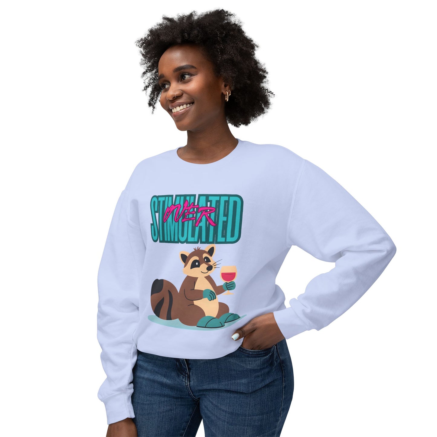 Raccoon 'Overstimulated' Crewneck Unisex Sweatshirt