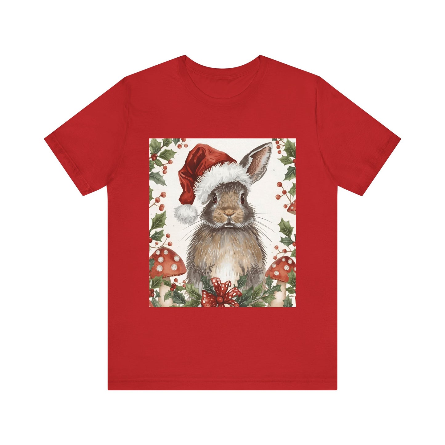 Christmas Bunny T-Shirt, Holiday Tee, Rabbit Shirt, Winter Apparel, Cute Christmas Gift, Seasonal Fashion