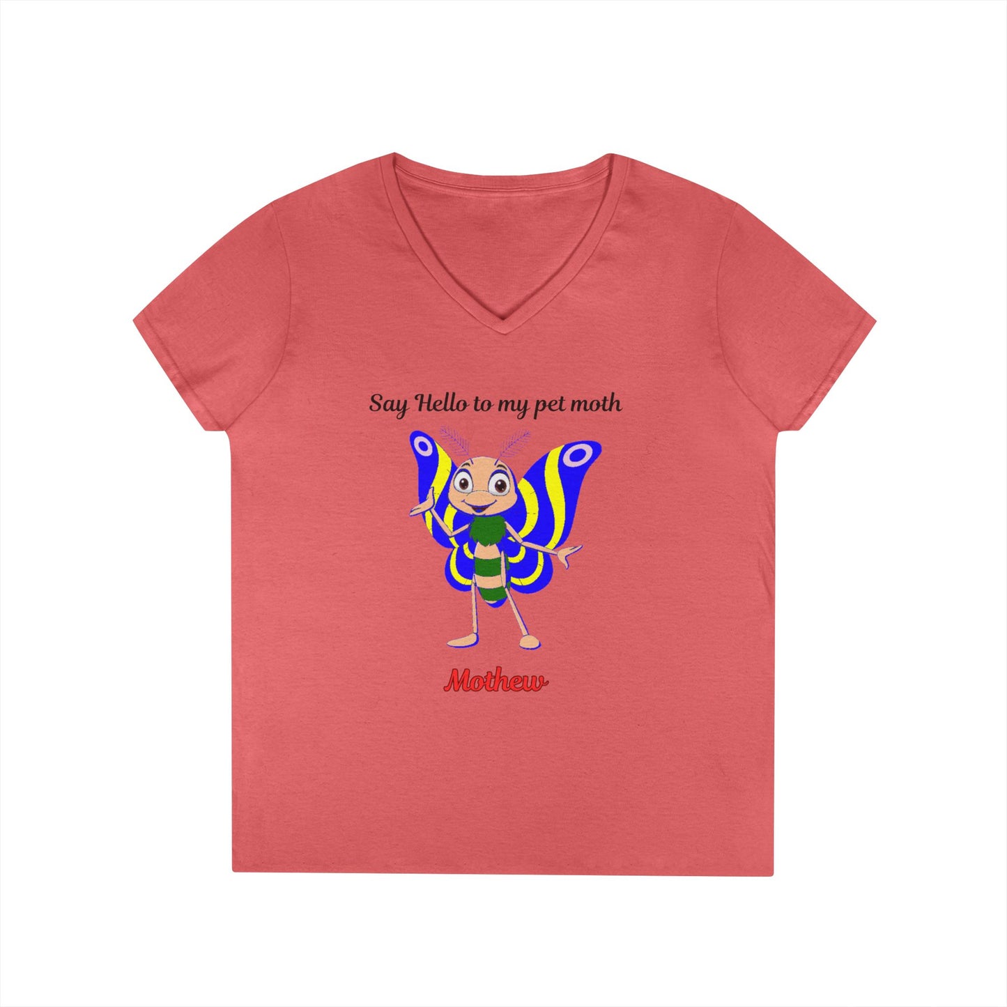 Whimsical Ladies' V-Neck T-Shirt | Say Hello to My Pet Moth Tee, Cute Graphic Shirt, Gift for Insect Lovers, Fun Casual Wear, [...]
