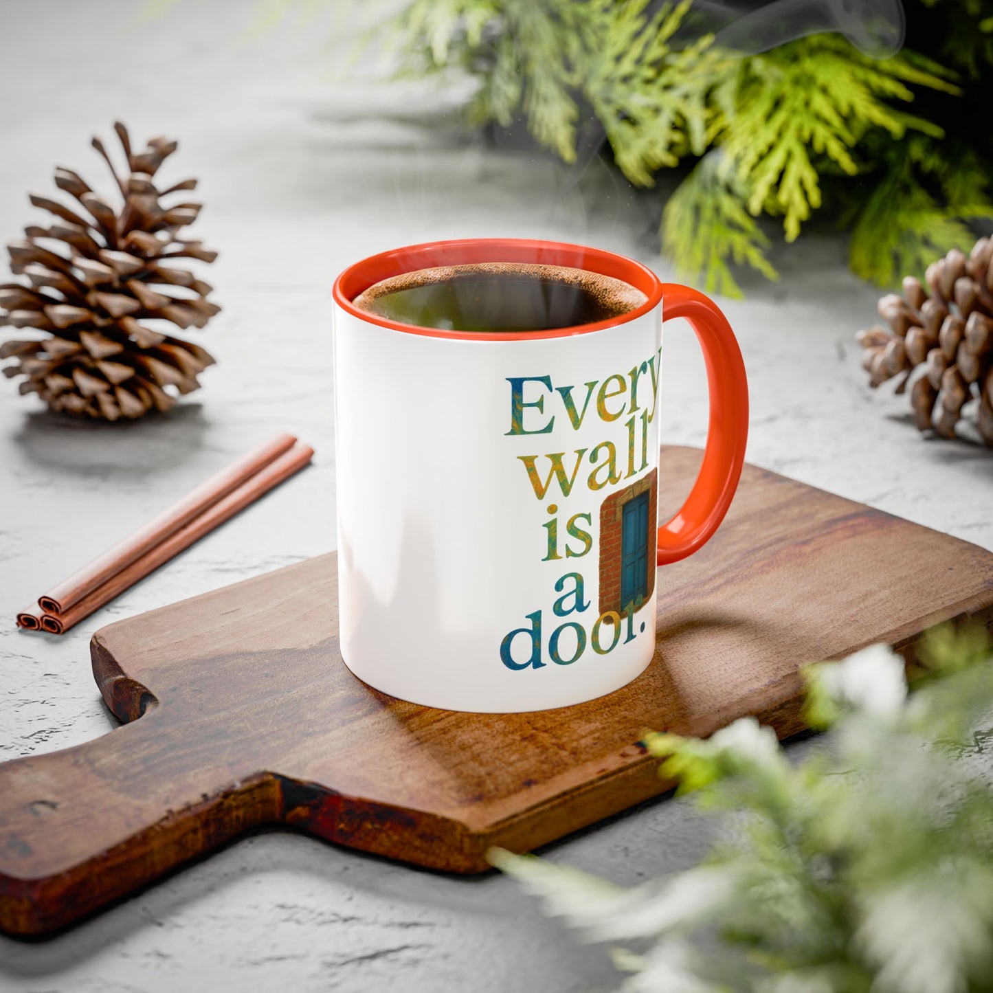 Inspirational Coffee Mug — "Every Wall Is a Door" Colorful Ceramic Mug (11oz & 15oz)