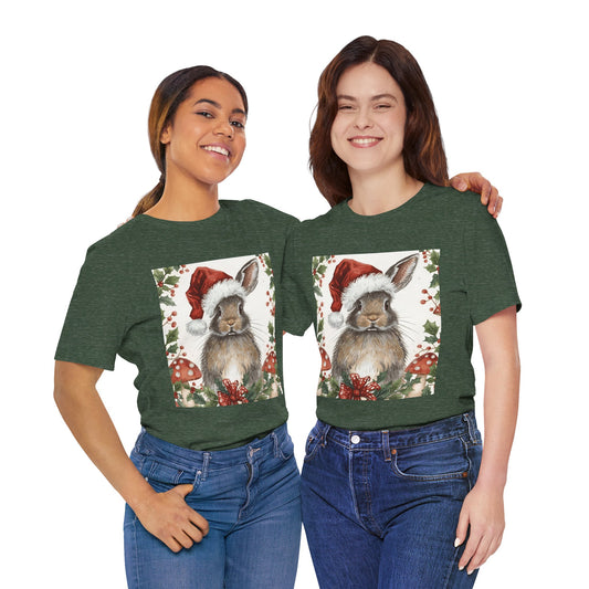 Christmas Bunny T-Shirt, Holiday Tee, Rabbit Shirt, Winter Apparel, Cute Christmas Gift, Seasonal Fashion