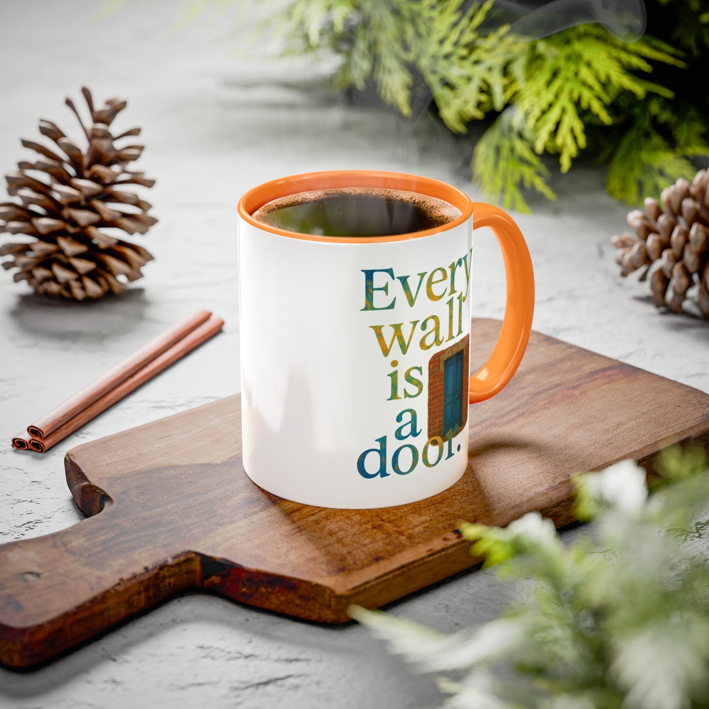 Inspirational Coffee Mug — "Every Wall Is a Door" Colorful Ceramic Mug (11oz & 15oz)