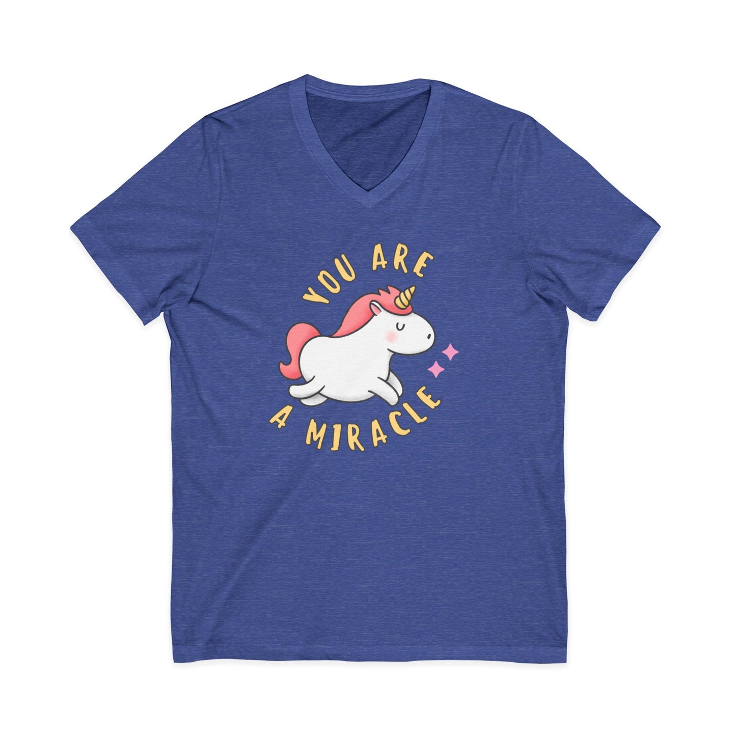 You Are a Miracle Unicorn V-Neck Tee, Unisex 100% Cotton