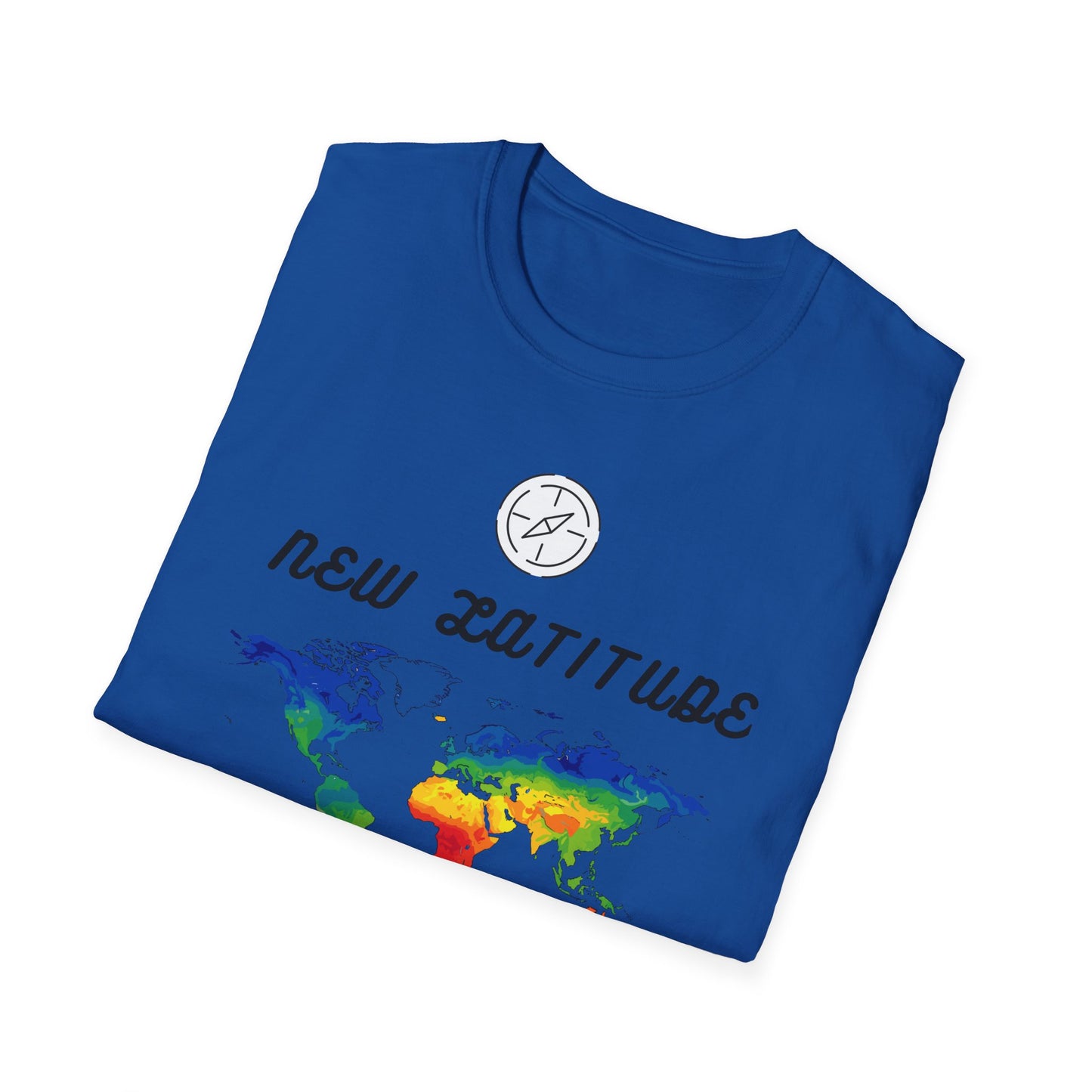 New Latitude New Attitude Map T-Shirt, Colorful World Map Travel Tee, 100%Cotton