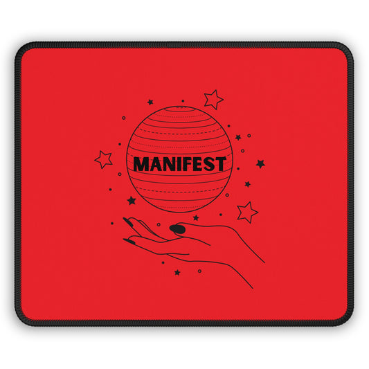 Manifest Gaming Mouse Pad, Red Desk Decor, Gamer Gift, Motivational Office Accessory, Home Office Essentials