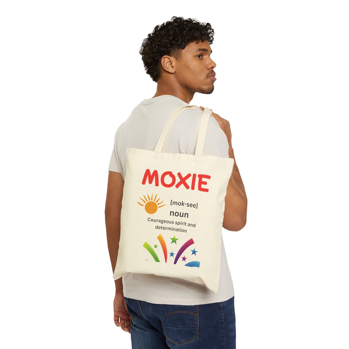 Moxie Inspirational Cotton Canvas Tote Bag, Everyday Shopping Tote, Gift for Her, Eco-Friendly Bag, Motivational Quotes