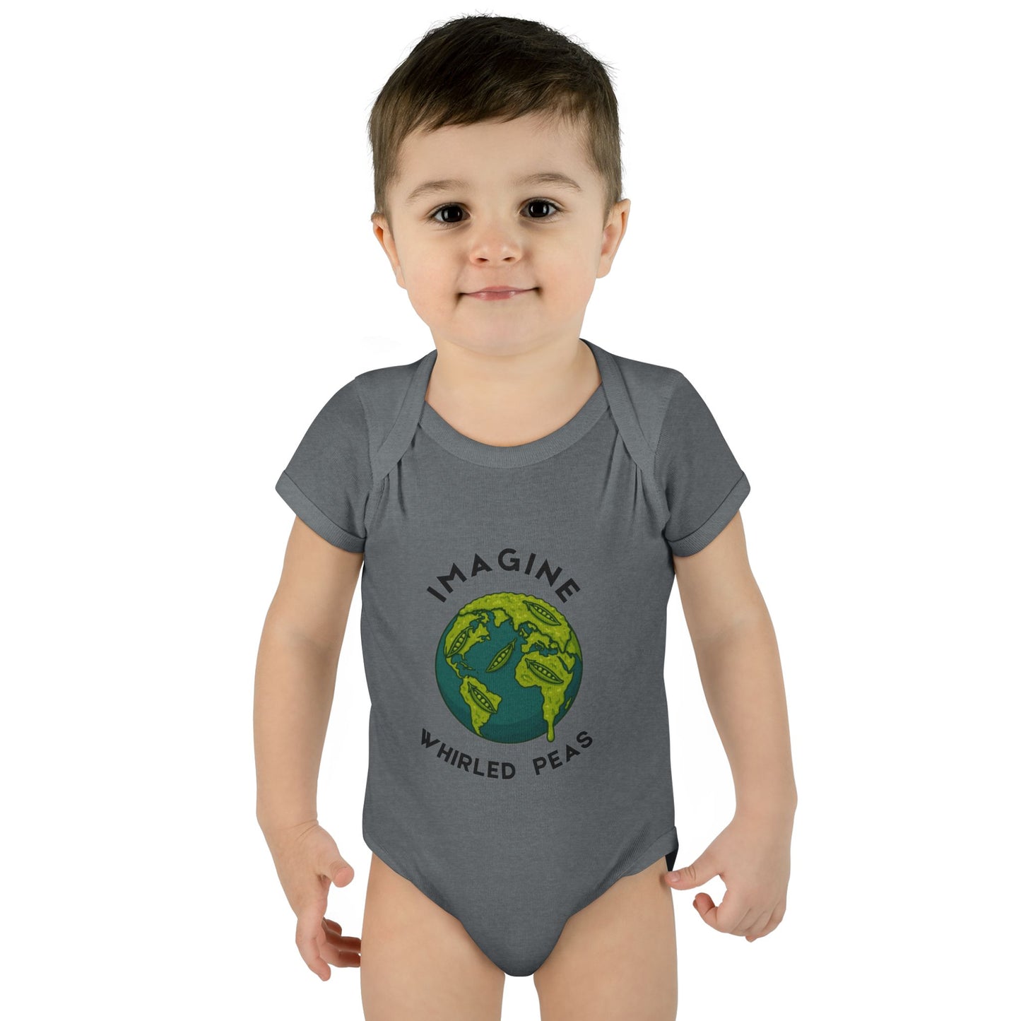 Earth-Themed Infant Bodysuit - Imagine Whirled Peas, Cute Baby Clothes, Unique Baby Shower Gift, Eco-Friendly Apparel, Baby Gift Idea