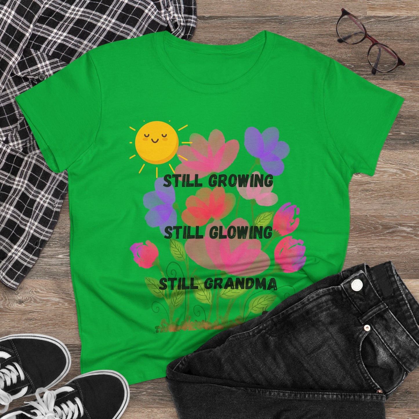Floral Women's T-Shirt - Still Growing, Still Glowing, Grandma Gift, Mother's Day Tee, Spring Celebration Shirt, Gardening Top, Family [...]