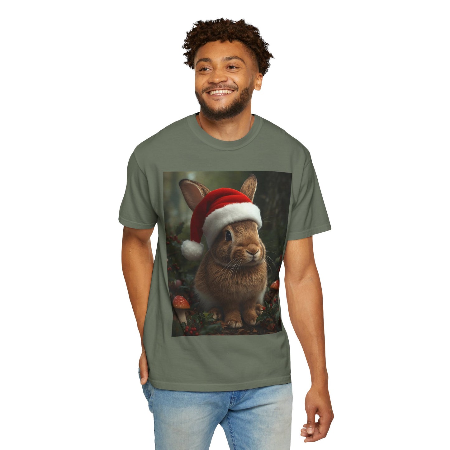 Festive Bunny T-Shirt, Funny Christmas Tee, Cute Holiday Shirt, Animal Lover Gift, Winter Apparel