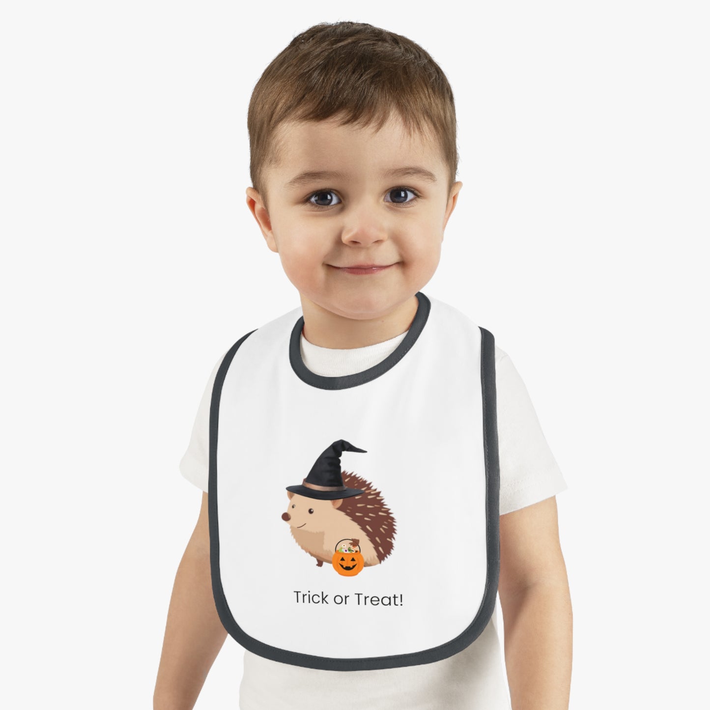 Halloween Hedgehog Baby Bib, Trick or Treat Bib, Cute Infant Bib, Baby Shower Gift, Fall Dressing, Halloween Baby Essentials