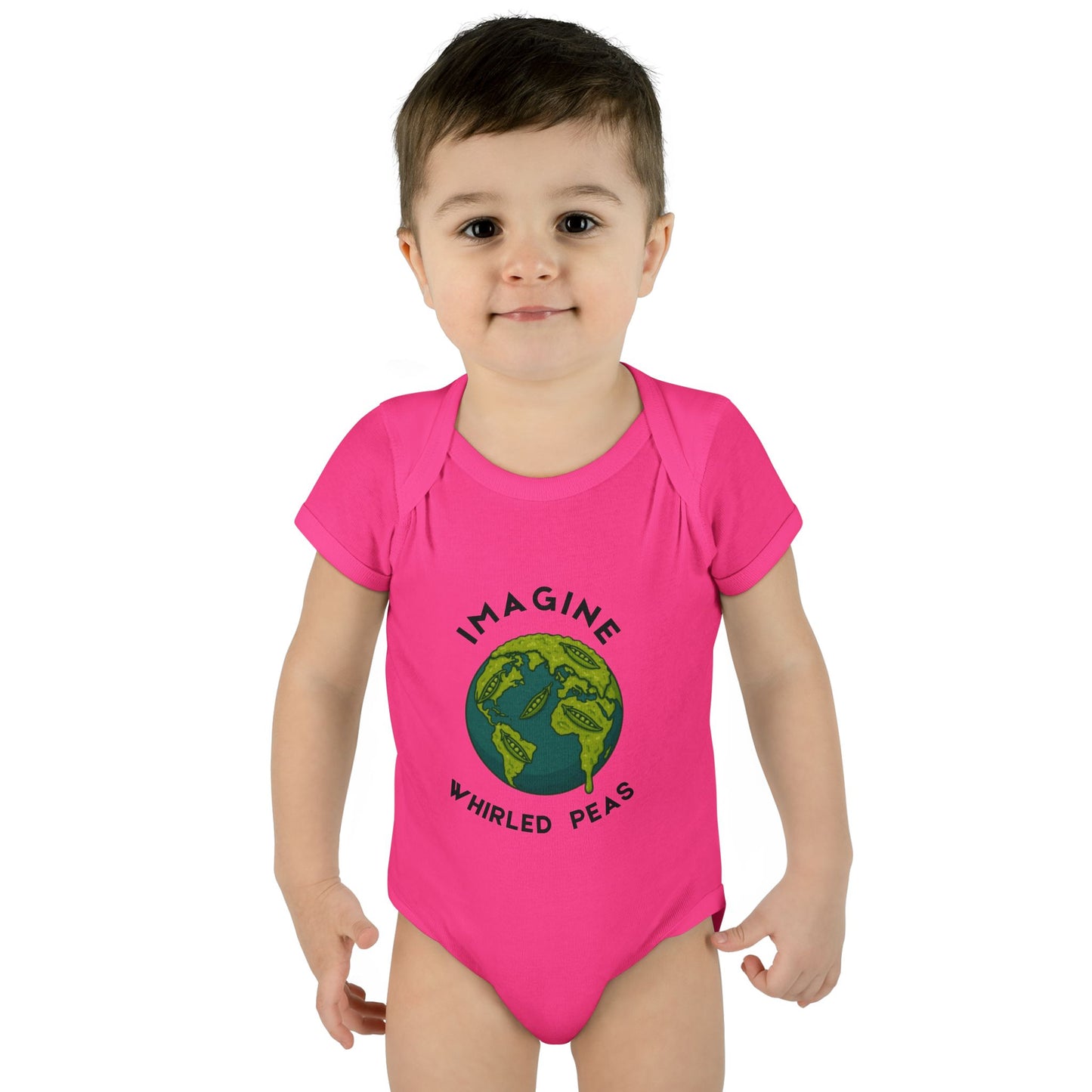Earth-Themed Infant Bodysuit - Imagine Whirled Peas, Cute Baby Clothes, Unique Baby Shower Gift, Eco-Friendly Apparel, Baby Gift Idea