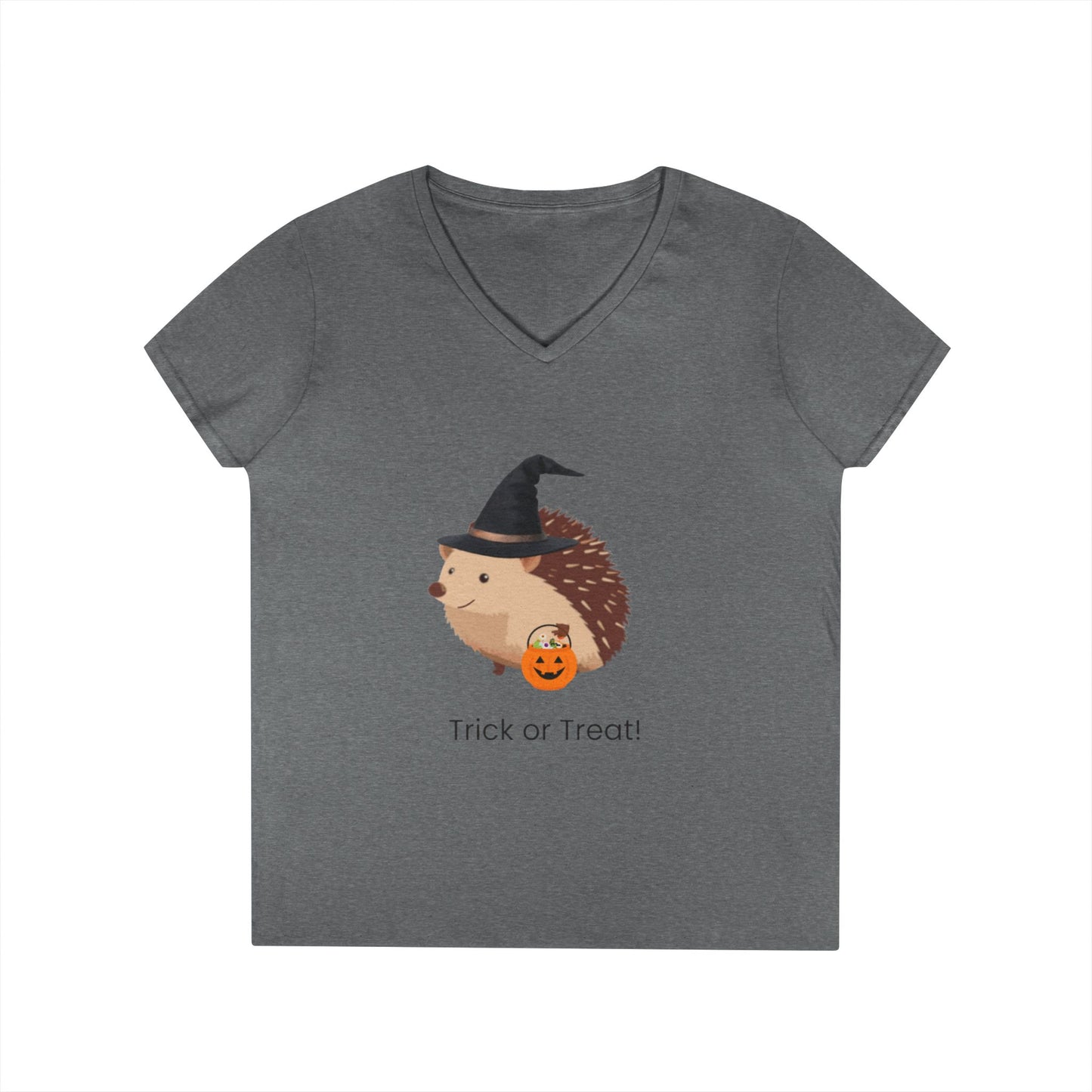 Steve the Hedgehog Halloween V-Neck Tee, Cute Fall Shirt, Trick or Treat Top, Halloween Party Outfit, Gift for Her, Animal Lover's Apparel